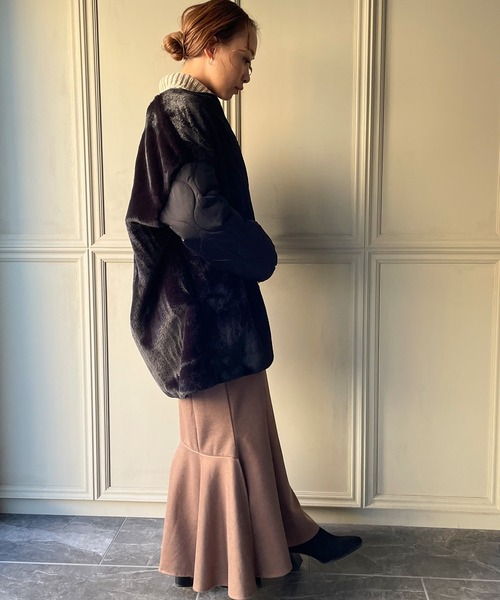 「JUNOAH」 ノーカラーコート X-LARGE ブルー レディース_画像4