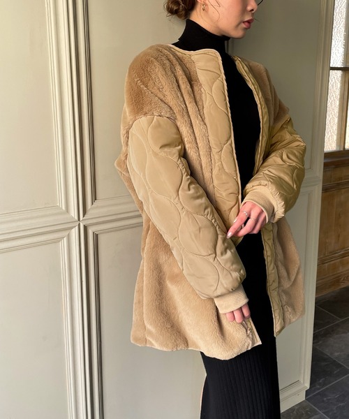 「JUNOAH」 ノーカラーコート X-LARGE ブルー レディース_画像7