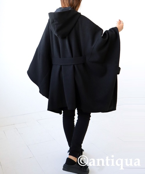 antiqua（アンティカ） 「KINU」ポンチョコート FREE ブラック