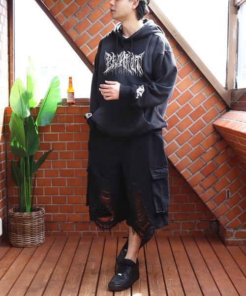 rosymonster キルティングカーゴショートパンツ ブラック 8（eight） カーゴパンツ クラッシュカーゴショーツ メンズ