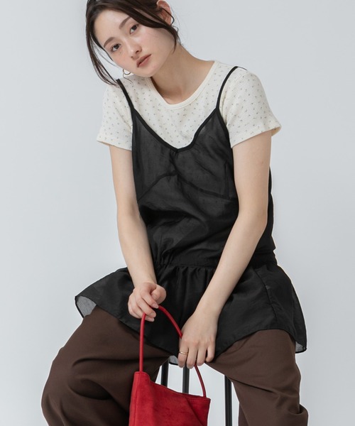 HEILIS キャミソール シアーペプラムチュニックキャミソール