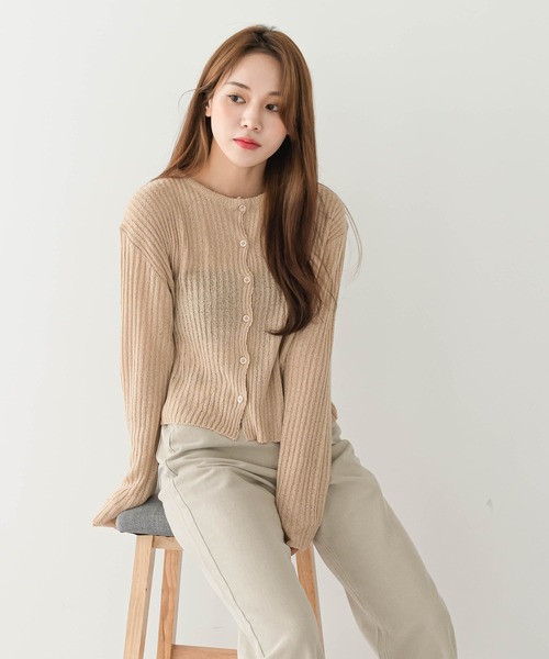 「UNE MANSION」 ニットカーディガン FREE グリーン レディース_画像4