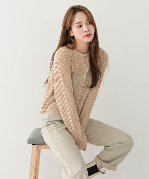 「UNE MANSION」 ニットカーディガン FREE グリーン レディース_画像6