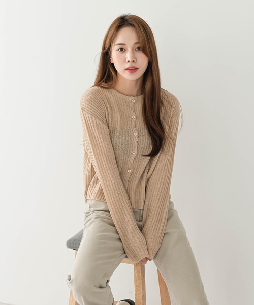 「UNE MANSION」 ニットカーディガン FREE グリーン レディース_画像7