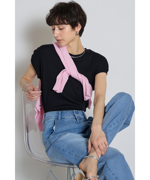 &. NOSTALGIA tシャツ フレンチスリーブリブTシャツ レディース