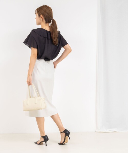 【希少】skep スケップ　ポーチ付き　タイトスカート　ストレッチ　ミモレ丈 NOLLEY'S スカート ウォッシャブル高機能ドライオックスポケ付き