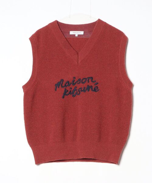 MAISON KITSUNE（メゾン キツネ） Vネックニット S レッド系その他