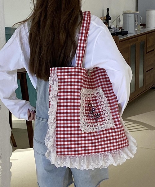 aimoha（アイモハ） トートバッグ レースフリル刺繍トートバッグ