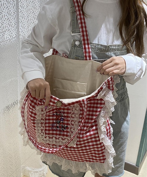 aimoha（アイモハ） トートバッグ レースフリル刺繍トートバッグ