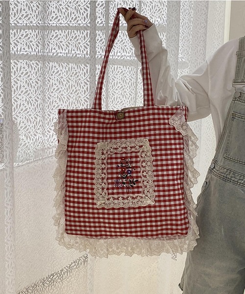 aimoha（アイモハ） トートバッグ レースフリル刺繍トートバッグ