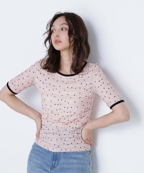 tシャツ ドットバイカラーカットソー レディース