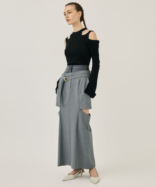 新品・タグ付き【THINGS THAT MATTER】レイヤードカットソー Tシャツレイヤード風付け裾 スリットデザイン付け裾 カットソー