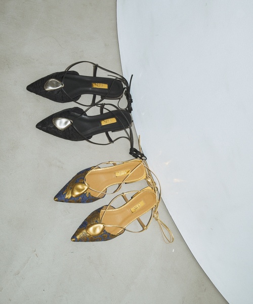 Le Talon GRISE シューズ GRISEポインテッドオーナメントレース