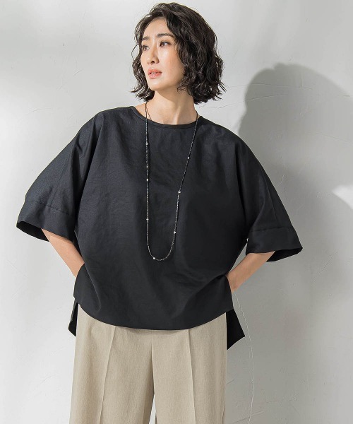 ラエフ（la．f．．．）/【biyori】麻調ヴィンテージブラウス≪手洗い可能≫ la.f（ラ・エフ） ブラウス シャツ 「biyori」麻調ヴィンテージ