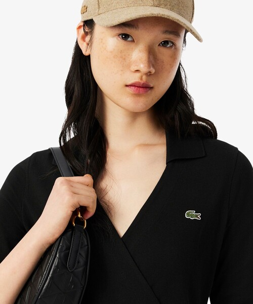 LACOSTE シャツワンピース ポロシャツディテールラップドレス
