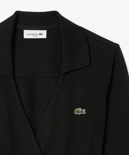 LACOSTE ポロシャツワンピース ドレス (XL)【未使用近】定価2.5万 LACOSTE シャツワンピース ルーズフィット5分袖ポロドレス