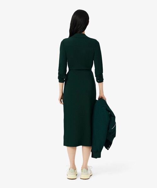 LACOSTE シャツワンピース ポロシャツディテールラップドレス