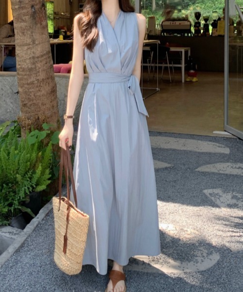 FAVORITO ワンピース ノースリーブVネックワンピース : ZOZOTOWN Yahoo