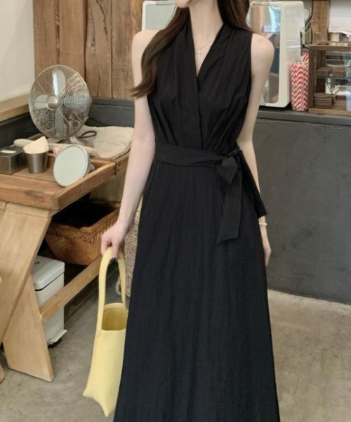 FAVORITO ワンピース ノースリーブVネックワンピース : ZOZOTOWN Yahoo