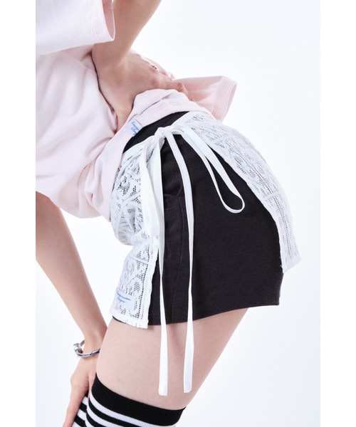 Smyeon スカート Lace apron skirt/レースエプロン巻きスカート