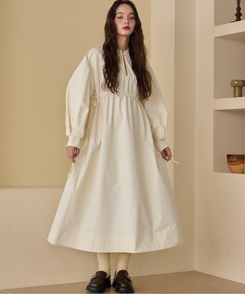 OLUN ワンピース waist ribbon volume onepiece/ウエストリボン