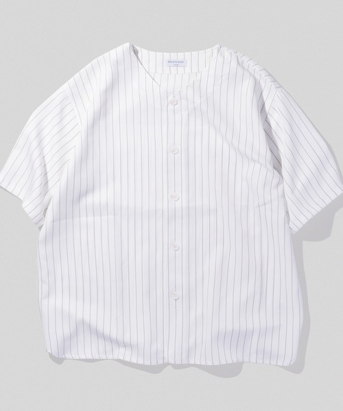 「BROKEN BASE」 7分袖シャツ LARGE ネイビー メンズ_画像4