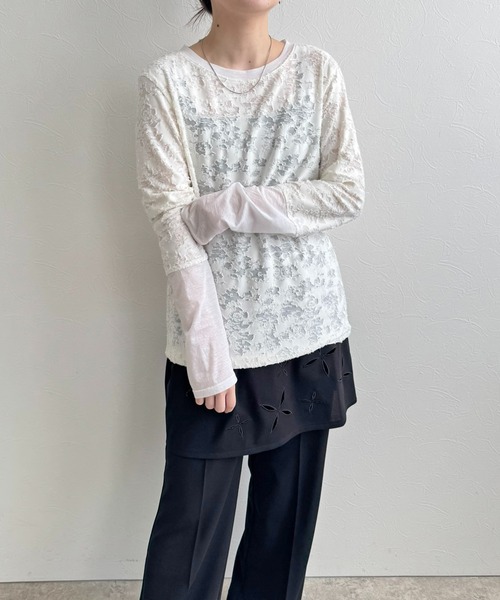 LHELBIE(レルビエ) tシャツ シアージャガードトップス レディース LHELBIE(レルビエ) tシャツ シアージャガードトップス レディース