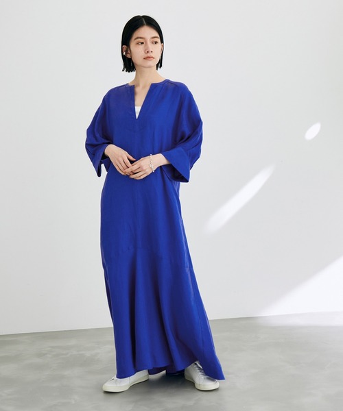 「ADAM ET ROPE'」 7分袖ワンピース FREE ブラック レディース_画像4