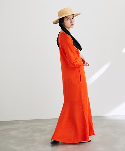 「ADAM ET ROPE'」 7分袖ワンピース FREE ブラック レディース_画像6