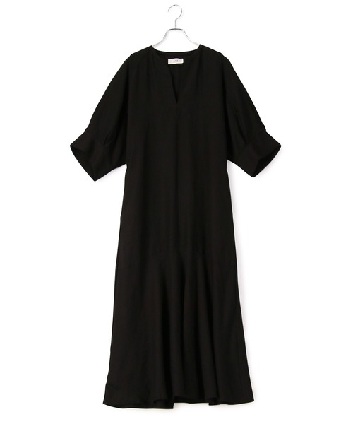 「ADAM ET ROPE'」 7分袖ワンピース FREE ブラック レディース_画像7