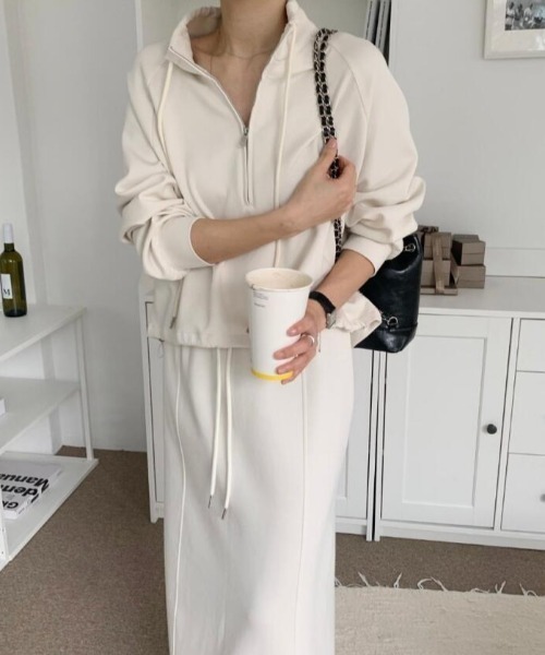 V12 セット売 レディースS ハーフジップ パーカー＆スウェットスカート 楽天市場】セットアップ パーカー スカートセット 前スリット ロング丈