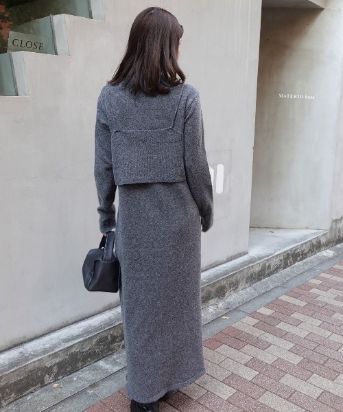 CORNERS（コーナーズ） ワンピース メランジニットビスチェ付きニット