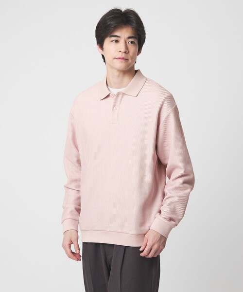 【個性派古着】日本製　長袖総柄デザインニットポロシャツ　マルチカラー　メンズL ジャンボ尾崎 J's 長袖 ポロシャツ ヴィンテージ マルチカラー