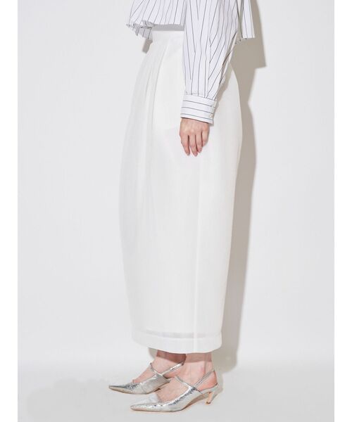 24AW ELENDEEKメッシュボンディングフレアードスカートホワイト02 ELENDEEK（エレンディーク） スカート メッシュボンディングタックス