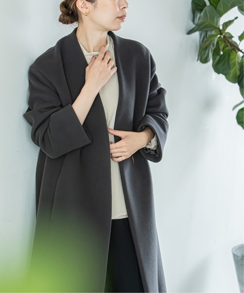 美品✨Noble ノーブル　ノーカラーコート ロング　ジップアップ　カシミヤ 再入荷☆NOBLEノーカラージップコート | ショップニュース | VIORO