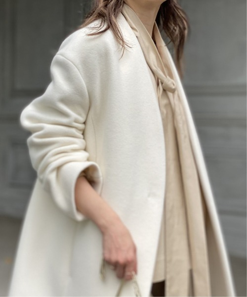 「NOBLE」 ノーカラーコート 34 ベージュ レディース_画像6