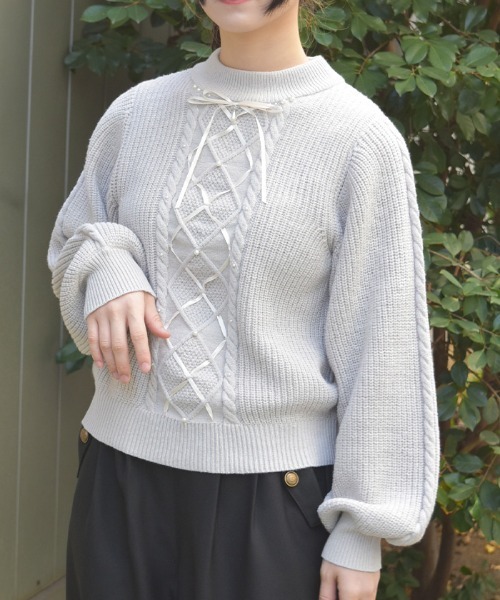 axes femme（アクシーズ ファム） ニット セーター ケーブル リボン