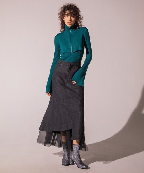 「AULA AILA」 長袖ニット 0 レッド レディース_画像6