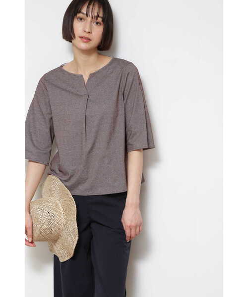 「human woman」 7分袖ブラウス MEDIUM ダークインディゴブルー レディース_画像4