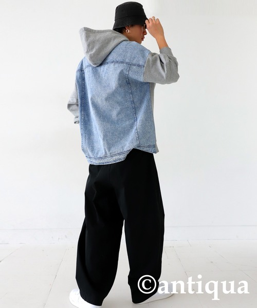「antiqua」 プルオーバーパーカー FREE ブラック レディース_画像8