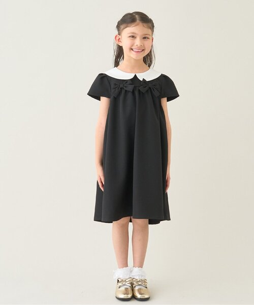 丸襟マロリーブラック　親子ワンピース ワンピース 「セレモニー」「おうちで洗える」丸衿付ワンピース「子供