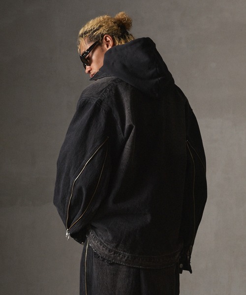 「GRANCY」 デニムジャケット X-LARGE グレー メンズ_画像4