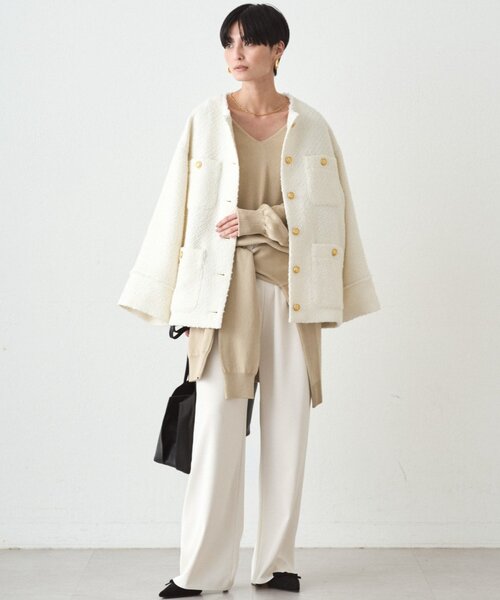 人気完売品　Loungedress ツイード　ジャケット　コート Loungedress（ラウンジドレス） ツイードジャケット FREE グレー