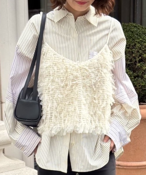 stylemixer スタイルミキサー　チュールシャーリングトップ　タンクトップ STYLEMIXER | チュールシャーリングトップ (タンクトップ ) |SHEL'TTER