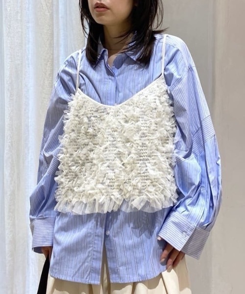 stylemixer スタイルミキサー　チュールシャーリングトップ　タンクトップ STYLEMIXER | チュールシャーリングトップ (タンクトップ ) |SHEL'TTER