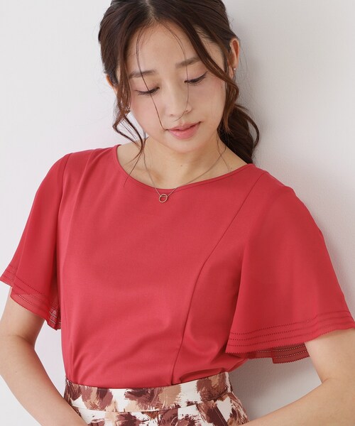 tシャツ 「手洗い可」フレアスリーブカットソー レディースの画像
