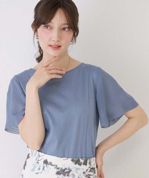 tシャツ 「手洗い可」フレアスリーブカットソー レディースの画像