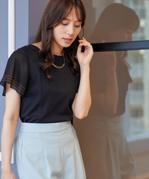 tシャツ 「手洗い可」フレアスリーブカットソー レディースの画像