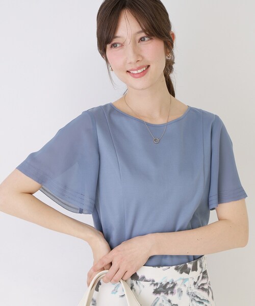 tシャツ 「手洗い可」フレアスリーブカットソー レディースの画像