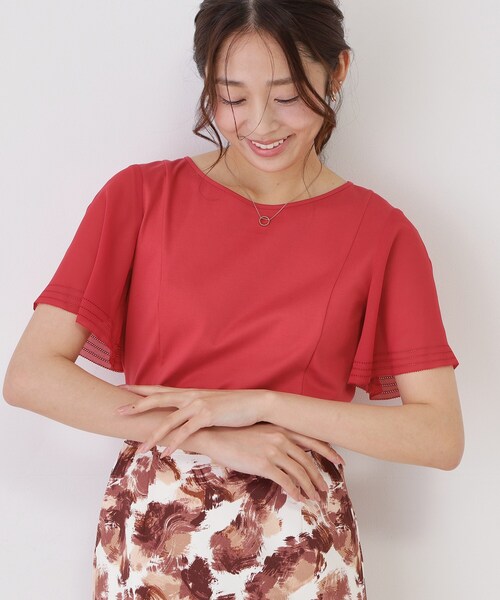 tシャツ 「手洗い可」フレアスリーブカットソー レディースの画像